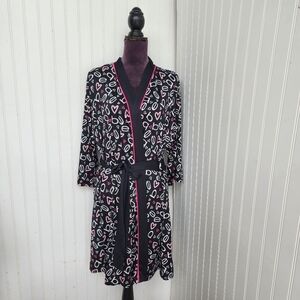 BEBE Sleepwear Women's Soft Jersey Stretch Black Pink Pajama Plus Size 2X